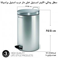 استیل، براسیانا، سطل پدالی 20لیتر استیل خش دار در ب استیل