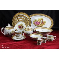 چینی پردیس کاشان لمونژ طلایی سرویس 136 پارچه گرد