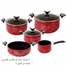 سرویس قابلمه 8 پارچه تفلون خمره ای قلم زنی رویال تفلون