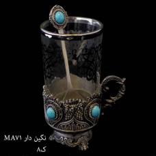 فنجان پیوتر نگین دار با قاشق