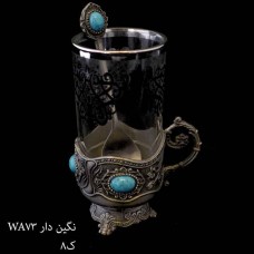 فنجان پیوتر نگین دار با قاشق